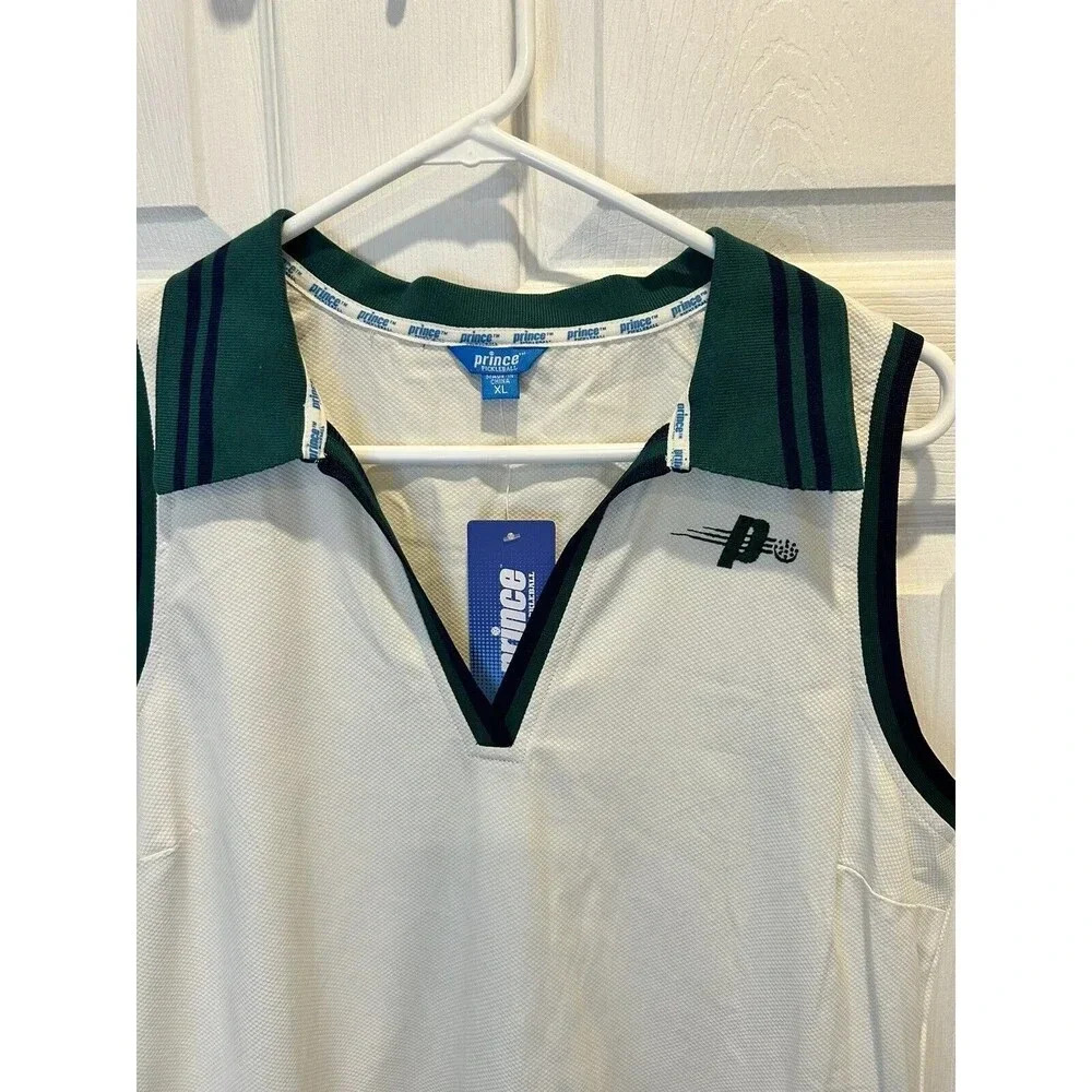 NWT Prince Pickleball Dress Women’s XL Cream Green Pleated Athletic Collared - Picture 3 of 9